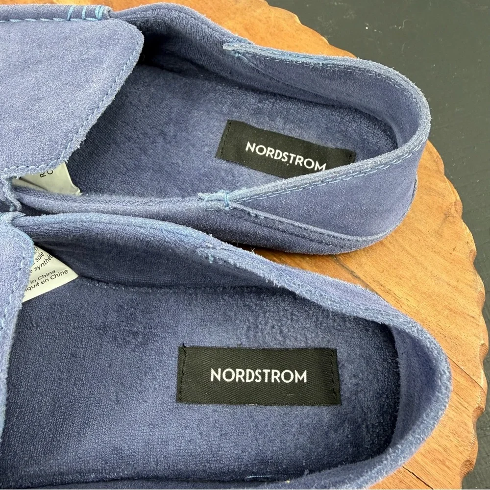 Nordstrom Leather Suede Milo Convertible Rubber Sole Slip-On Mens‎ Blue Slipper